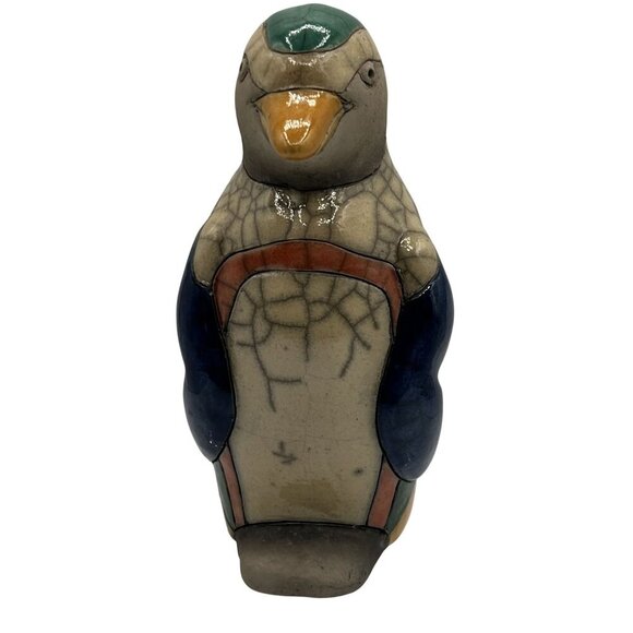 Fenix Raku Pottery Handcrafted Signed 5.5" Ceramic Penguin Artisan Collectible - Picture 5 of 11